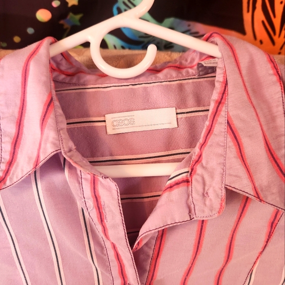 Like New ASOS Oversized Blouse In Patchwork Stripe Sz 8 Trending - Picture 4 of 13